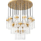 Z-Lite Fontaine 27-Lights Rubbed Brass Steel Frame Clear Waterglass Glass Shade Chandelier