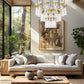 Z-Lite Fontaine 27-Lights Rubbed Brass Steel Frame Clear Waterglass Glass Shade Chandelier