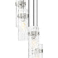 Z-Lite Fontaine 5-Lights Brushed Nickel Steel Frame Clear Waterglass Glass Shade Chandelier