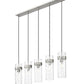 Z-Lite Fontaine 5-Lights Brushed Nickel Steel Frame Clear Waterglass Glass Shade Linear Chandelier