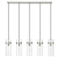 Z-Lite Fontaine 5-Lights Brushed Nickel Steel Frame Clear Waterglass Glass Shade Linear Chandelier