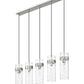Z-Lite Fontaine 5-Lights Brushed Nickel Steel Frame Clear Waterglass Glass Shade Linear Chandelier