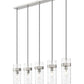 Z-Lite Fontaine 5-Lights Brushed Nickel Steel Frame Clear Waterglass Glass Shade Linear Chandelier