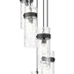 Z-Lite Fontaine 5-Lights Matte Black Steel Frame Clear Waterglass Glass Shade Chandelier