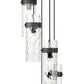 Z-Lite Fontaine 5-Lights Matte Black Steel Frame Clear Waterglass Glass Shade Chandelier