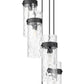 Z-Lite Fontaine 5-Lights Matte Black Steel Frame Clear Waterglass Glass Shade Chandelier