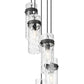 Z-Lite Fontaine 5-Lights Matte Black Steel Frame Clear Waterglass Glass Shade Chandelier