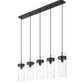 Z-Lite Fontaine 5-Lights Matte Black Steel Frame Clear Waterglass Glass Shade Linear Chandelier