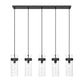 Z-Lite Fontaine 5-Lights Matte Black Steel Frame Clear Waterglass Glass Shade Linear Chandelier