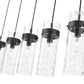 Z-Lite Fontaine 5-Lights Matte Black Steel Frame Clear Waterglass Glass Shade Linear Chandelier