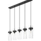 Z-Lite Fontaine 5-Lights Matte Black Steel Frame Clear Waterglass Glass Shade Linear Chandelier