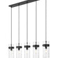 Z-Lite Fontaine 5-Lights Matte Black Steel Frame Clear Waterglass Glass Shade Linear Chandelier
