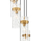 Z-Lite Fontaine 5-Lights Rubbed Brass Steel Frame Clear Waterglass Glass Shade Chandelier
