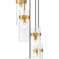 Z-Lite Fontaine 5-Lights Rubbed Brass Steel Frame Clear Waterglass Glass Shade Chandelier