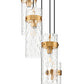 Z-Lite Fontaine 5-Lights Rubbed Brass Steel Frame Clear Waterglass Glass Shade Chandelier
