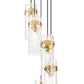 Z-Lite Fontaine 5-Lights Rubbed Brass Steel Frame Clear Waterglass Glass Shade Chandelier