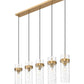 Z-Lite Fontaine 5-Lights Rubbed Brass Steel Frame Clear Waterglass Glass Shade Linear Chandelier