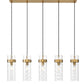 Z-Lite Fontaine 5-Lights Rubbed Brass Steel Frame Clear Waterglass Glass Shade Linear Chandelier