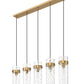 Z-Lite Fontaine 5-Lights Rubbed Brass Steel Frame Clear Waterglass Glass Shade Linear Chandelier
