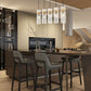 Z-Lite Fontaine 5-Lights Rubbed Brass Steel Frame Clear Waterglass Glass Shade Linear Chandelier