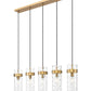Z-Lite Fontaine 5-Lights Rubbed Brass Steel Frame Clear Waterglass Glass Shade Linear Chandelier