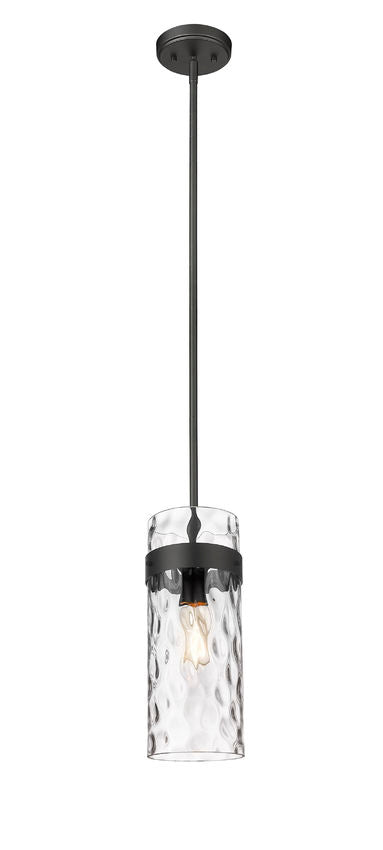 Z-Lite Fontaine 6" 1-Light Matte Black Pendant Light With Clear Glass Shade