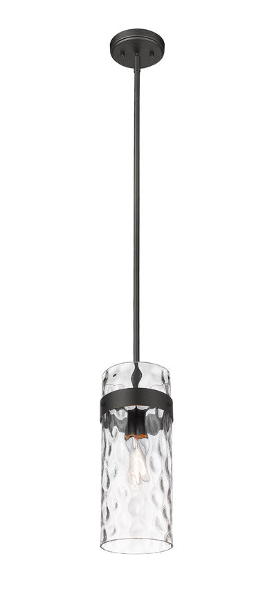 Z-Lite Fontaine 6" 1-Light Matte Black Pendant Light With Clear Glass Shade