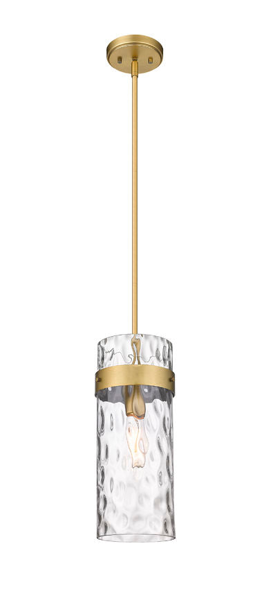 Z-Lite Fontaine 6" 1-Light Rubbed Brass Pendant Light With Clear Glass Shade