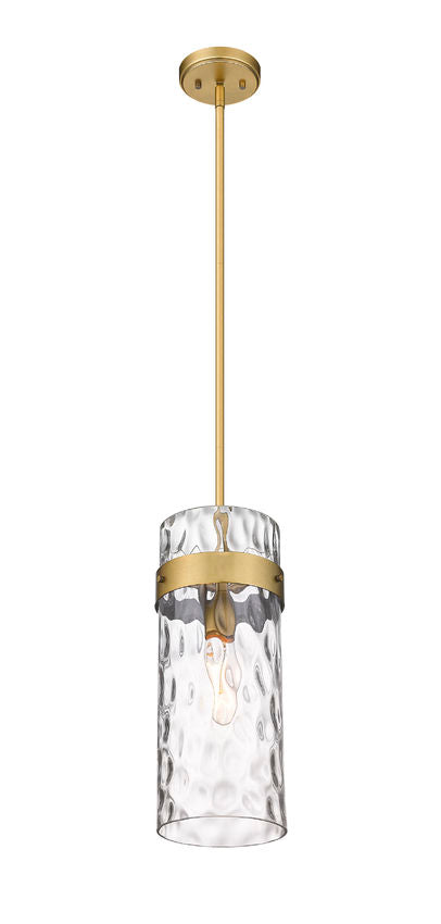Z-Lite Fontaine 6" 1-Light Rubbed Brass Pendant Light With Clear Glass Shade