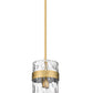 Z-Lite Fontaine 6" 1-Light Rubbed Brass Pendant Light With Clear Glass Shade