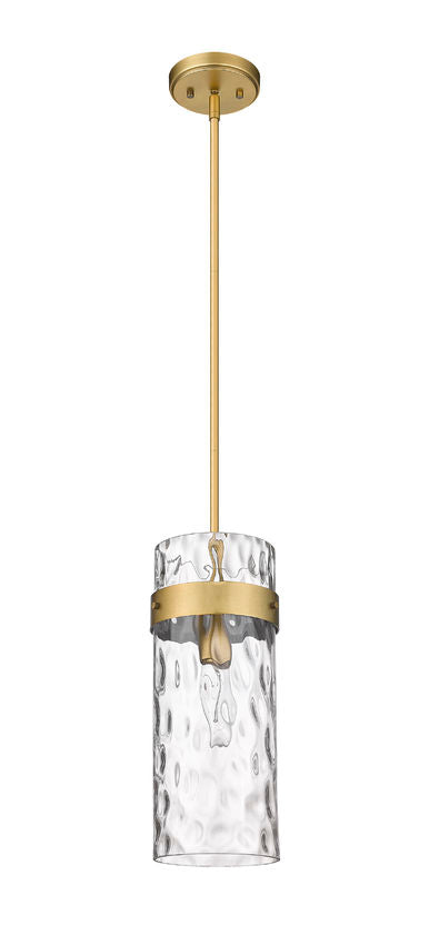 Z-Lite Fontaine 6" 1-Light Rubbed Brass Pendant Light With Clear Glass Shade