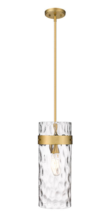 Z-Lite Fontaine 6" 1-Light Rubbed Brass Pendant Light With Clear Glass Shade