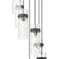 Z-Lite Fontaine 7-Light Matte Black Frame Clear Waterglass Glass Shade Chandelier