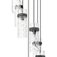 Z-Lite Fontaine 7-Light Matte Black Frame Clear Waterglass Glass Shade Chandelier