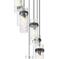 Z-Lite Fontaine 7-Light Matte Black Frame Clear Waterglass Glass Shade Chandelier