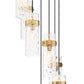 Z-Lite Fontaine 7-Light Rubbed Brass Frame Clear Waterglass Glass Shade Chandelier