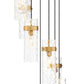 Z-Lite Fontaine 7-Light Rubbed Brass Frame Clear Waterglass Glass Shade Chandelier