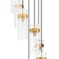 Z-Lite Fontaine 7-Light Rubbed Brass Frame Clear Waterglass Glass Shade Chandelier