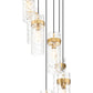Z-Lite Fontaine 7-Light Rubbed Brass Frame Clear Waterglass Glass Shade Chandelier