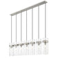 Z-Lite Fontaine 7-Lights Brushed Nickel Steel Frame Clear Waterglass Glass Shade Linear Chandelier