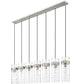 Z-Lite Fontaine 7-Lights Brushed Nickel Steel Frame Clear Waterglass Glass Shade Linear Chandelier