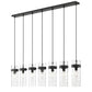 Z-Lite Fontaine 7-Lights Matte Black Steel Frame Clear Waterglass Glass Shade Linear Chandelier