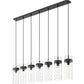 Z-Lite Fontaine 7-Lights Matte Black Steel Frame Clear Waterglass Glass Shade Linear Chandelier