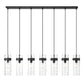 Z-Lite Fontaine 7-Lights Matte Black Steel Frame Clear Waterglass Glass Shade Linear Chandelier