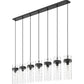 Z-Lite Fontaine 7-Lights Matte Black Steel Frame Clear Waterglass Glass Shade Linear Chandelier