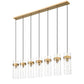 Z-Lite Fontaine 7-Lights Rubbed Brass Steel Frame Clear Waterglass Glass Shade Linear Chandelier