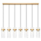 Z-Lite Fontaine 7-Lights Rubbed Brass Steel Frame Clear Waterglass Glass Shade Linear Chandelier