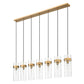 Z-Lite Fontaine 7-Lights Rubbed Brass Steel Frame Clear Waterglass Glass Shade Linear Chandelier