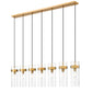 Z-Lite Fontaine 7-Lights Rubbed Brass Steel Frame Clear Waterglass Glass Shade Linear Chandelier