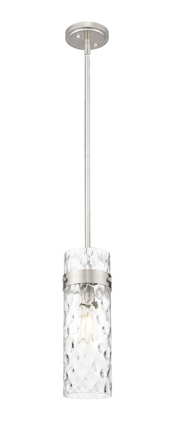 Z-Lite Fontaine 7002P5-ROD-BN 1-Light Brushed Nickel Frame Clear Waterglass Glass Shade Pendant Light